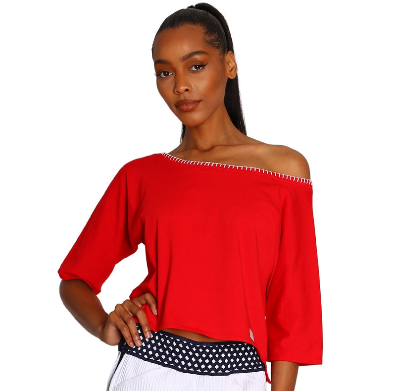 BOAT NECK 3/4 SLEEVE TOP